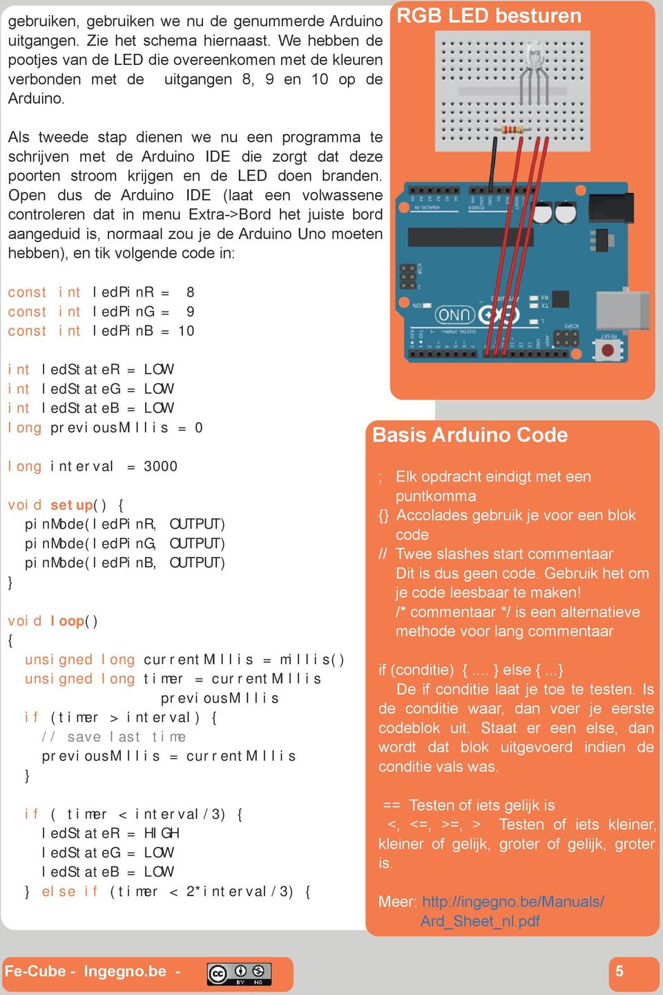 RGB LED besturen Als tweede stap dienen we nu een programma te schrijven met de Arduino IDE die zorgt dat deze poorten stroom krijgen en de LED doen branden.