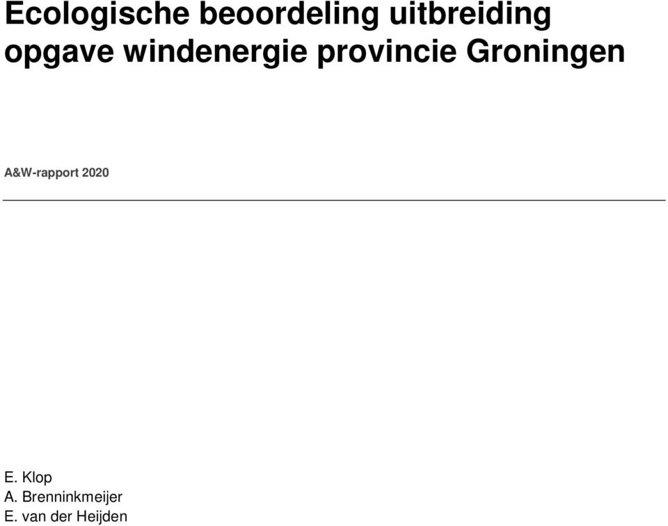 provincie Groningen A&W-rapport