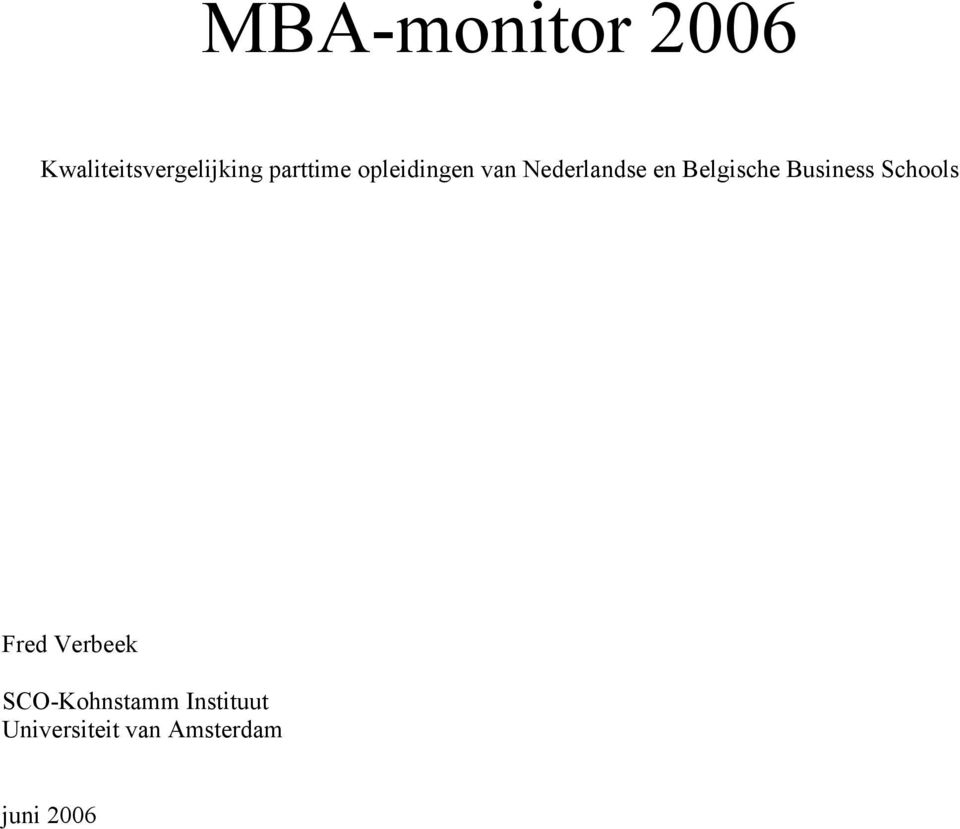 Belgische Business Schools Fred Verbeek