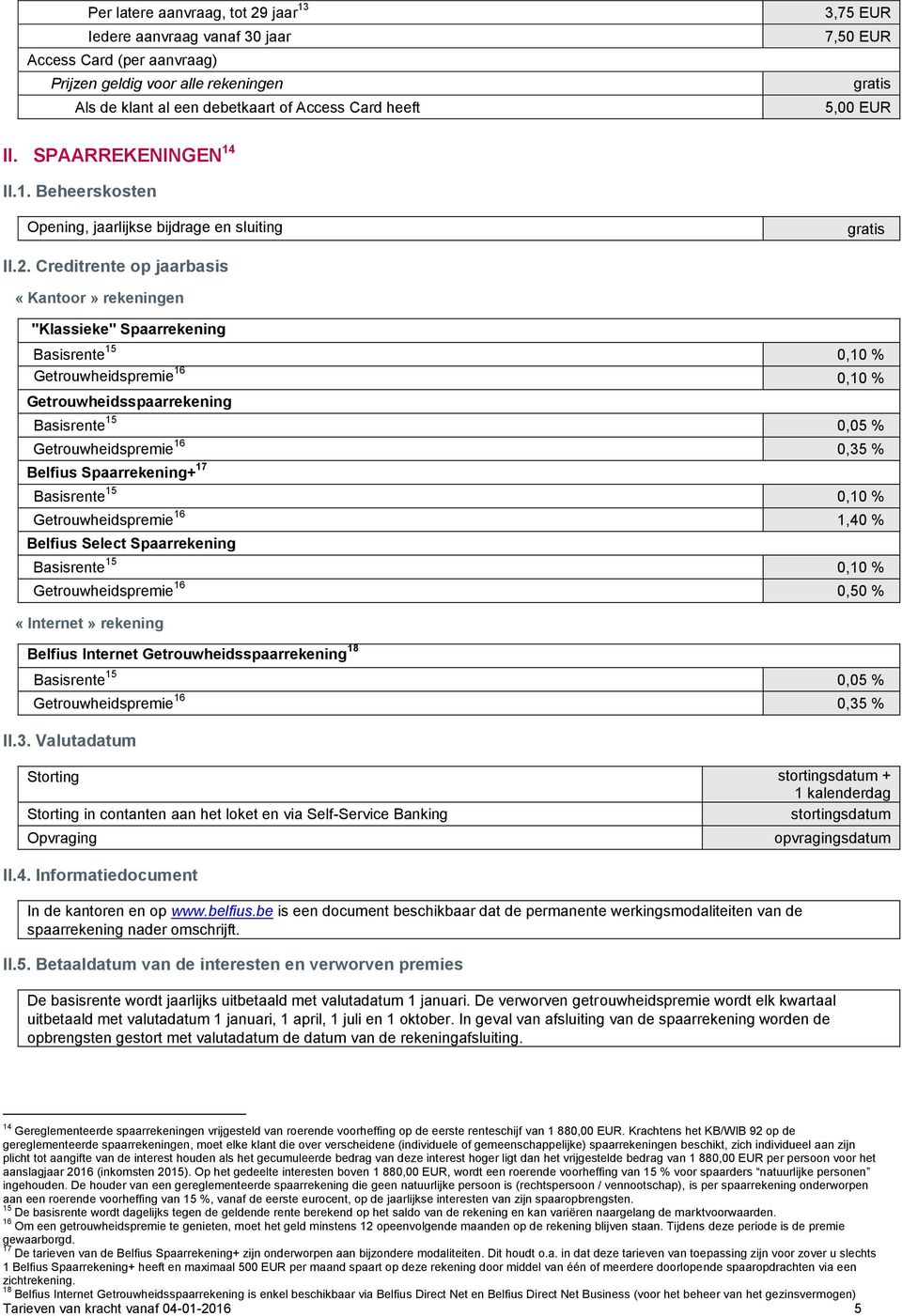 Creditrente op jaarbasis «Kantoor» rekeningen "Klassieke" Spaarrekening Basisrente 15 0,10 % Getrouwheidspremie 16 0,10 % Getrouwheidsspaarrekening Basisrente 15 0,05 % Getrouwheidspremie 16 0,35 %