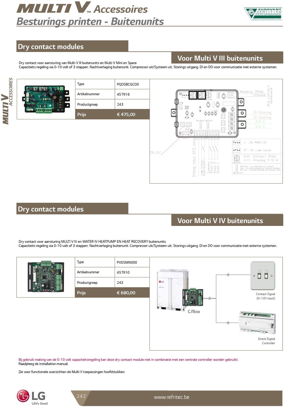 PQDSBCGCD0 Artikelnummer 457916 Prijs 475,00 Dry contact modules Voor Multi V IV buitenunits Dry contact voor aansturing MULTI V IV en WATER IV HEATPUMP EN HEAT RECOVERY buitenunits.