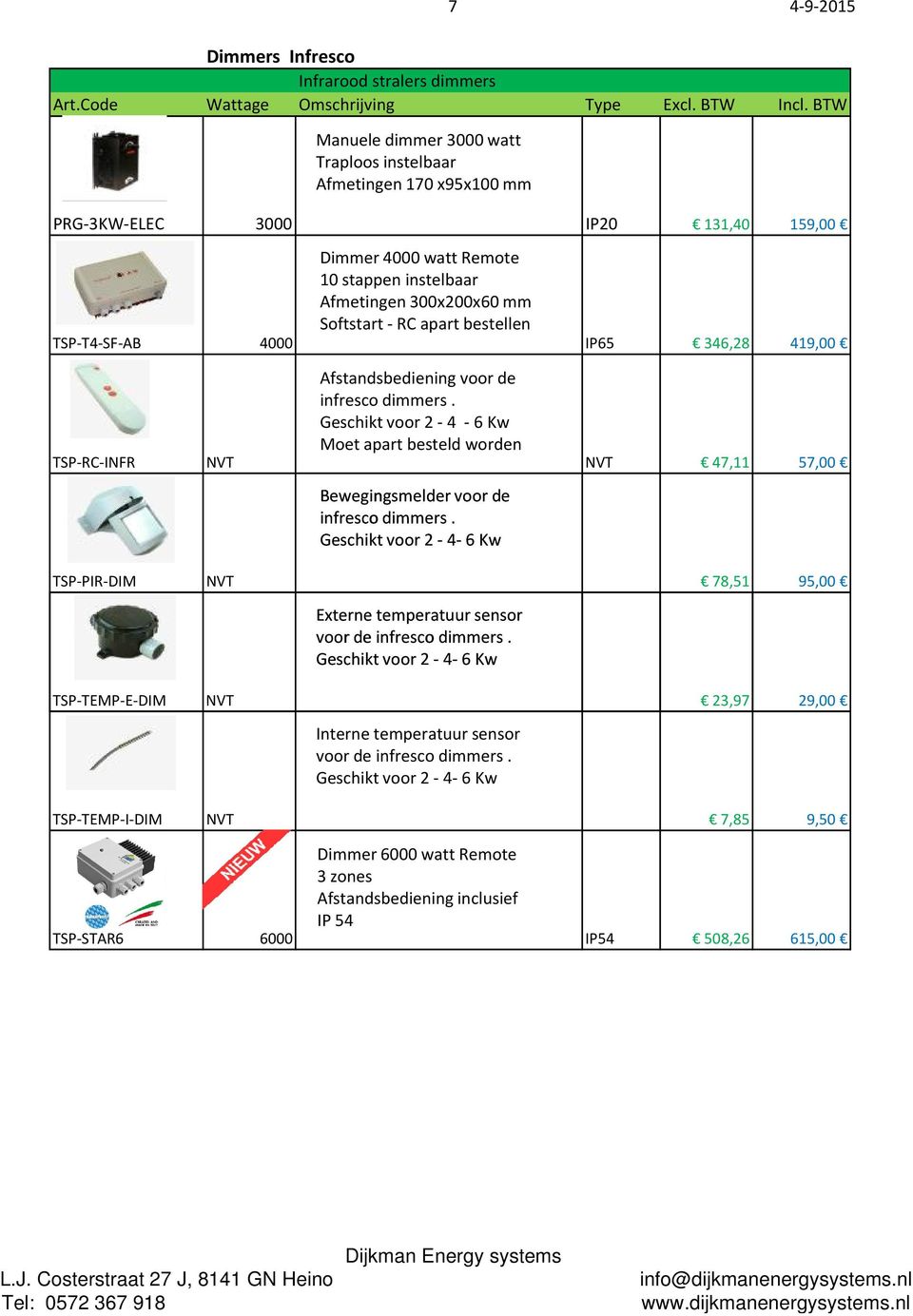 apart bestellen TSP T4 SF AB 4000 IP65 346,28 419,00 Afstandsbediening voor de infresco dimmers.