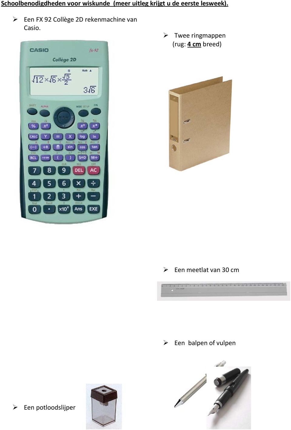 Een FX 92 Collège 2D rekenmachine van Casio.