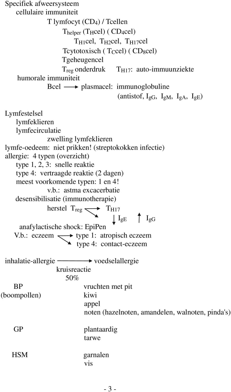 niet prikken! (streptokokken infectie) allergie: 4 typen (overzicht) type 1, 2, 3: snelle reaktie type 4: vertraagde reaktie (2 dagen) meest voorkomende typen: 1 en 4! v.b.