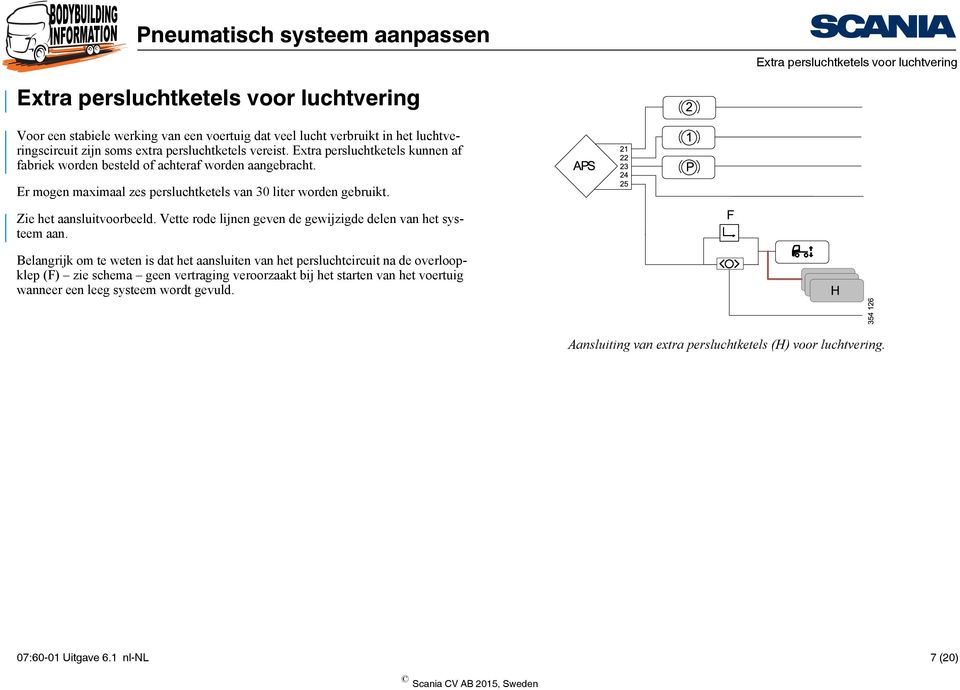 Zie het aansluitvoorbeeld. Vette rode lijnen geven de gewijzigde delen van het systeem aan.