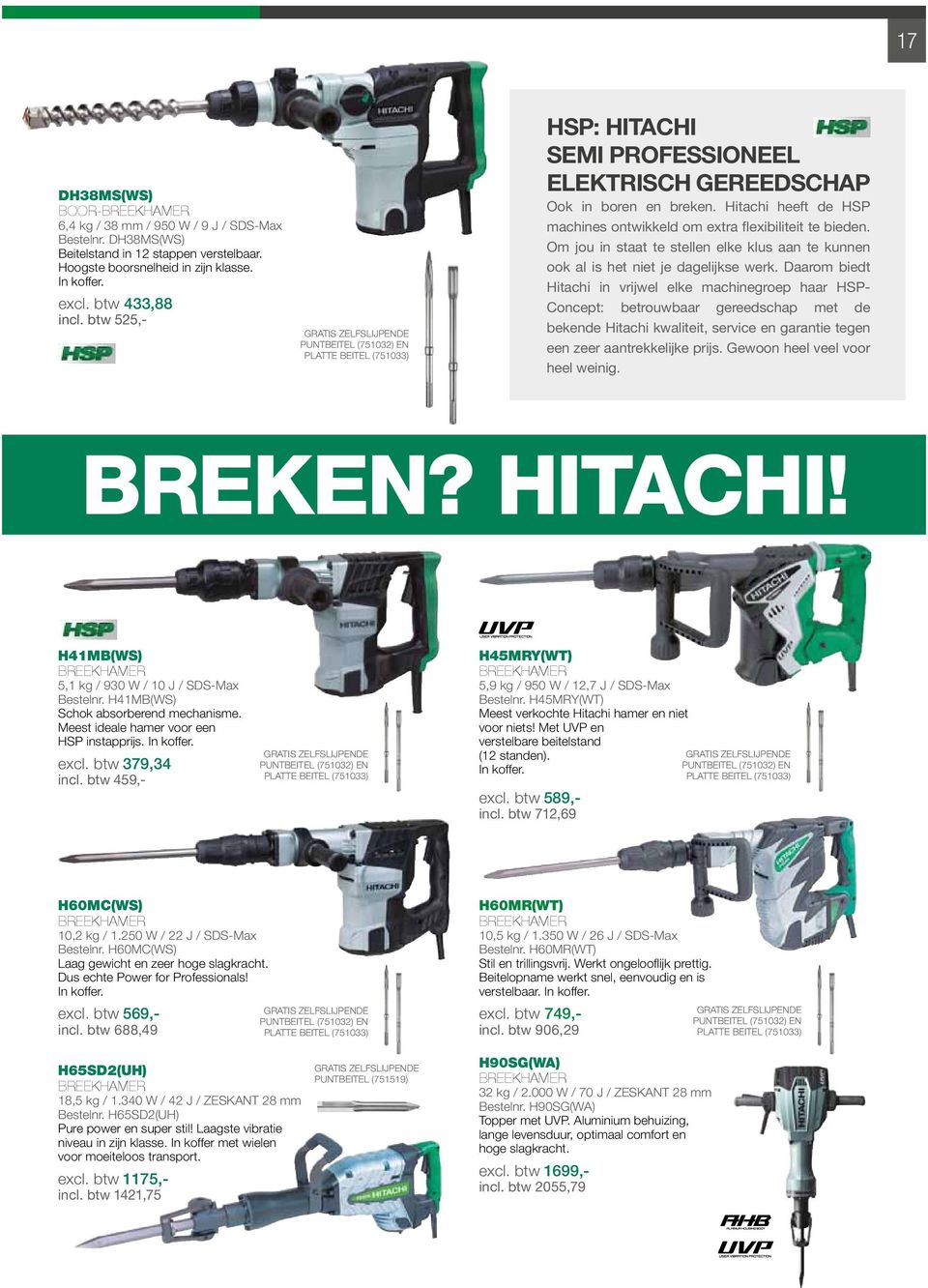 Hitachi heeft de HSP machines ontwikkeld om extra flexibiliteit te bieden. Om jou in staat te stellen elke klus aan te kunnen ook al is het niet je dagelijkse werk.