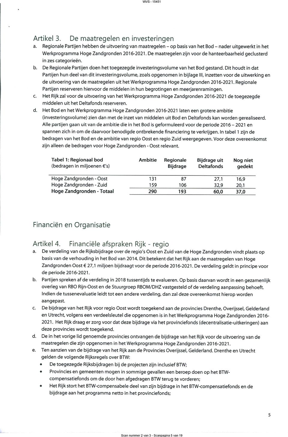 De maatregelen zijn voor de hanteerbaarheidgeclusterd in zes categorieën. b. De Regionale Partijen doen het toegezegde investeringsvolume van het Bod gestand.