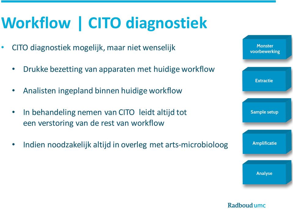 huidige workflow In behandeling nemen van CITO leidt altijd tot een verstoring