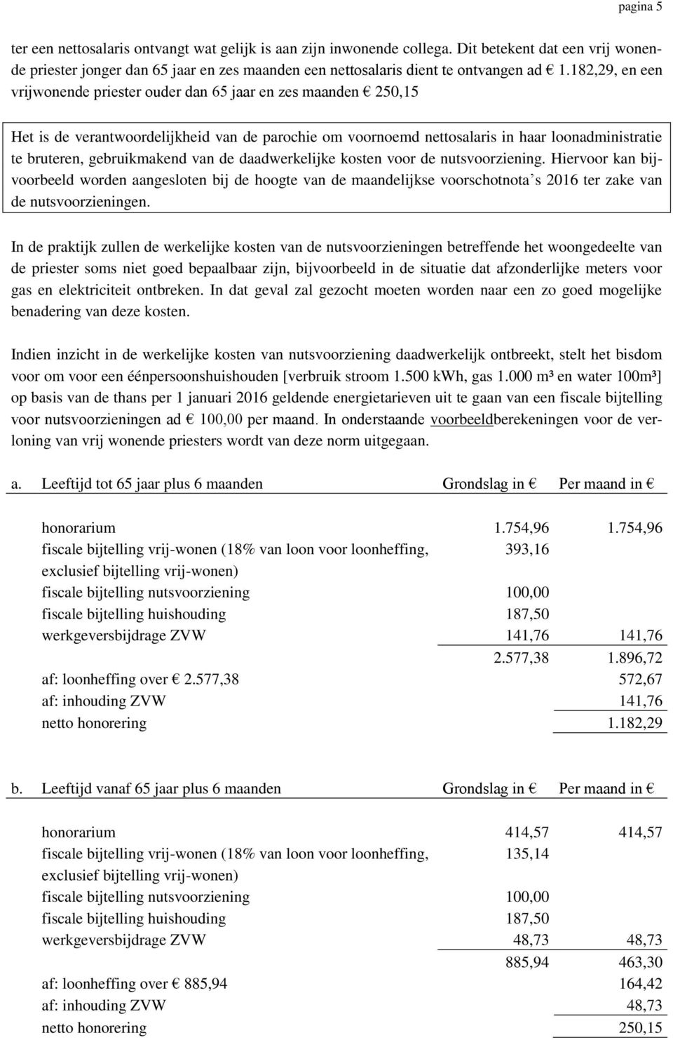 gebruikmakend van de daadwerkelijke kosten voor de nutsvoorziening.