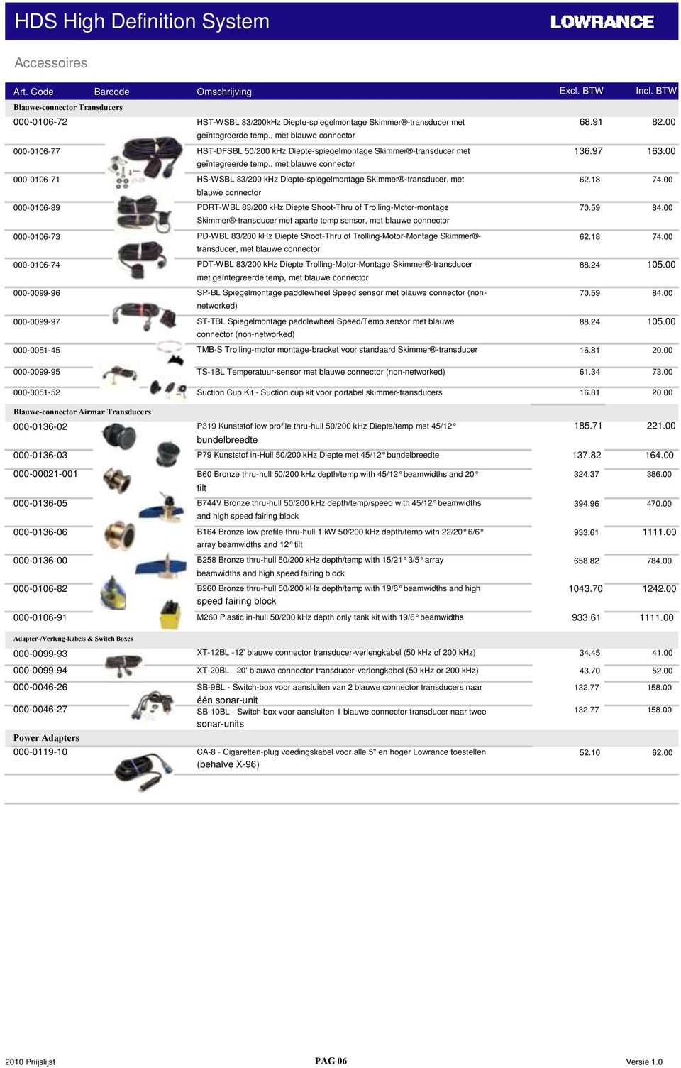 , met blauwe connector 000-0106-71 HS-WSBL 83/200 khz Diepte-spiegelmontage Skimmer -transducer, met blauwe connector 000-0106-89 PDRT-WBL 83/200 khz Diepte Shoot-Thru of Trolling-Motor-montage