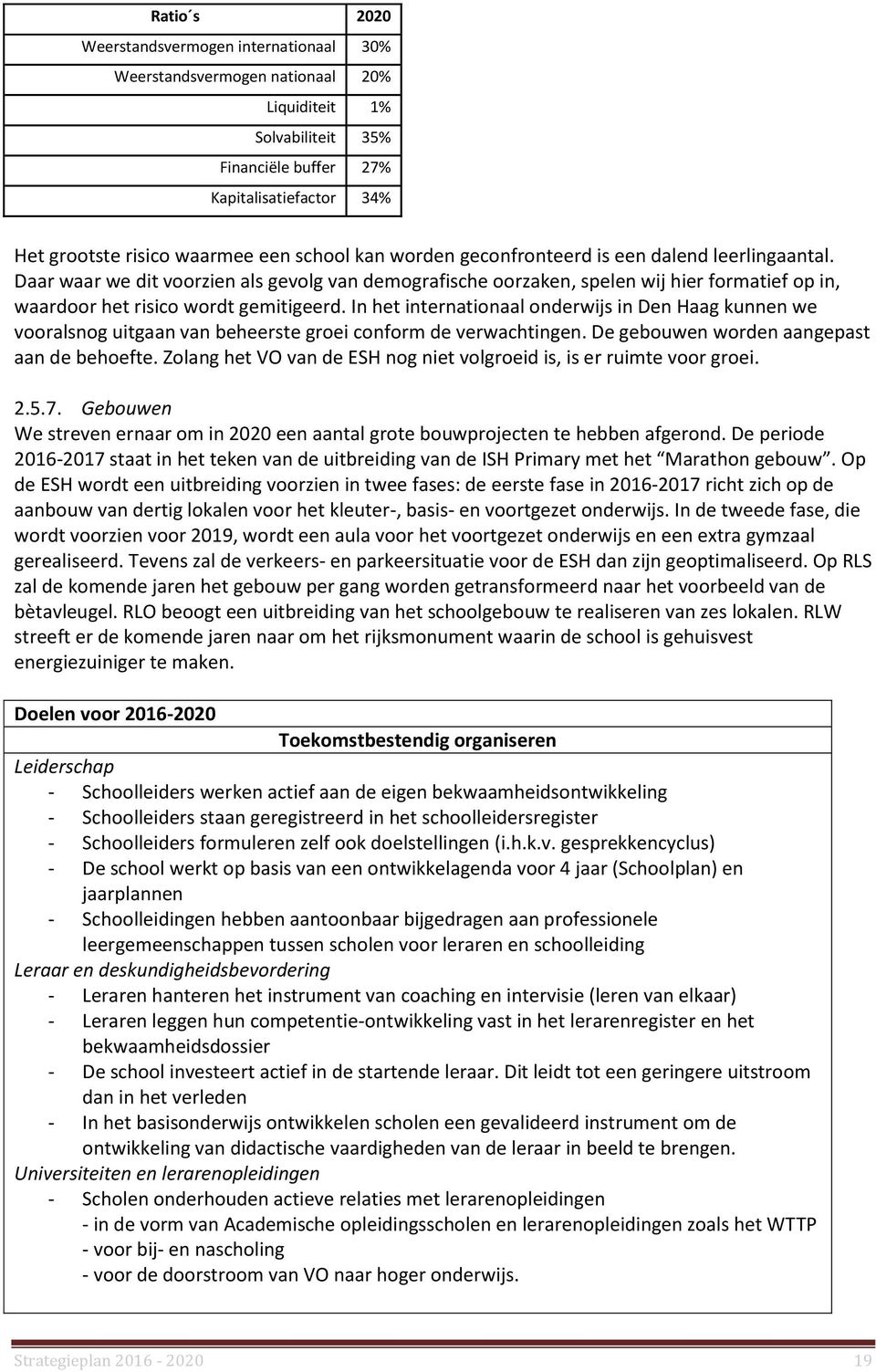 In het internationaal onderwijs in Den Haag kunnen we vooralsnog uitgaan van beheerste groei conform de verwachtingen. De gebouwen worden aangepast aan de behoefte.