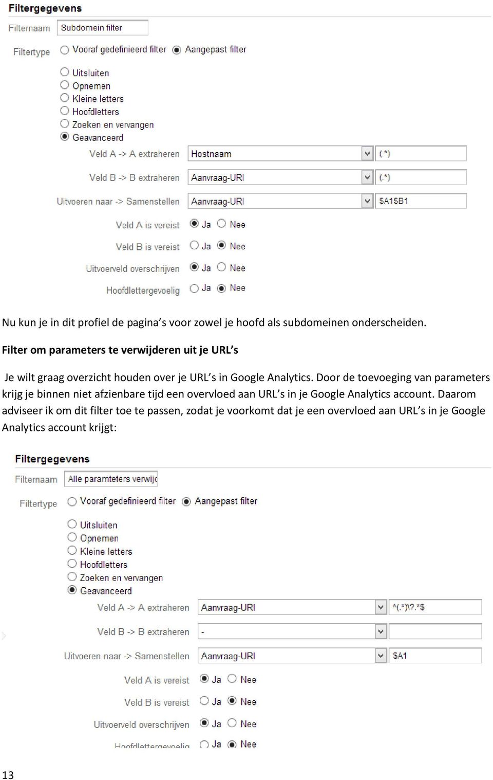 Door de toevoeging van parameters krijg je binnen niet afzienbare tijd een overvloed aan URL s in je Google