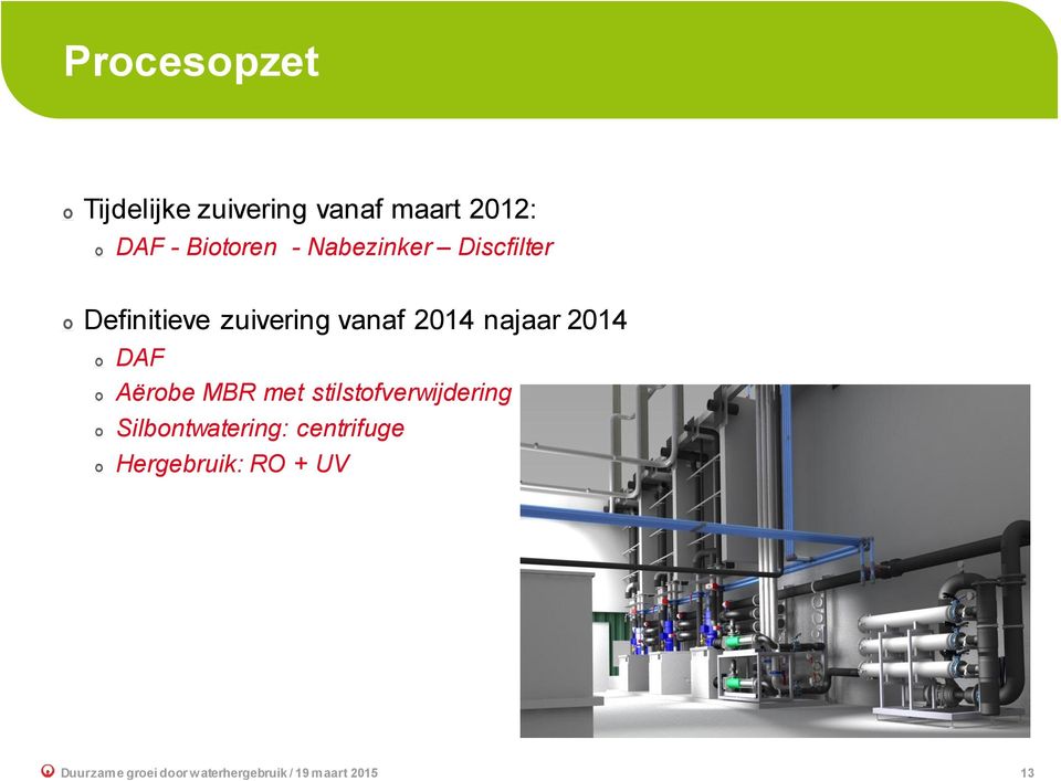 DAF Aërobe MBR met stilstofverwijdering Silbontwatering: centrifuge