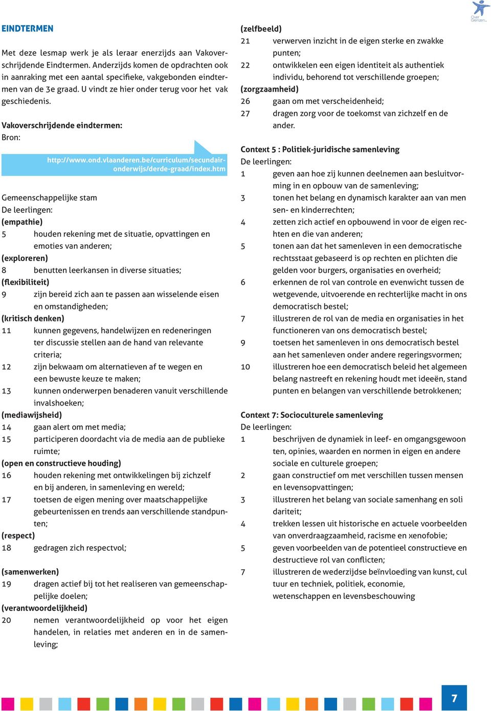 Vakoverschrijdende eindtermen: Bron: http://www.ond.vlaanderen.be/curriculum/secundaironderwijs/derde-raad/index.