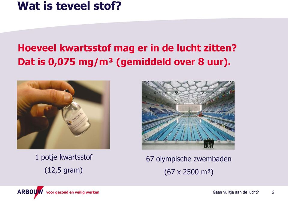 Dat is 0,075 mg/m³ (gemiddeld over 8 uur).