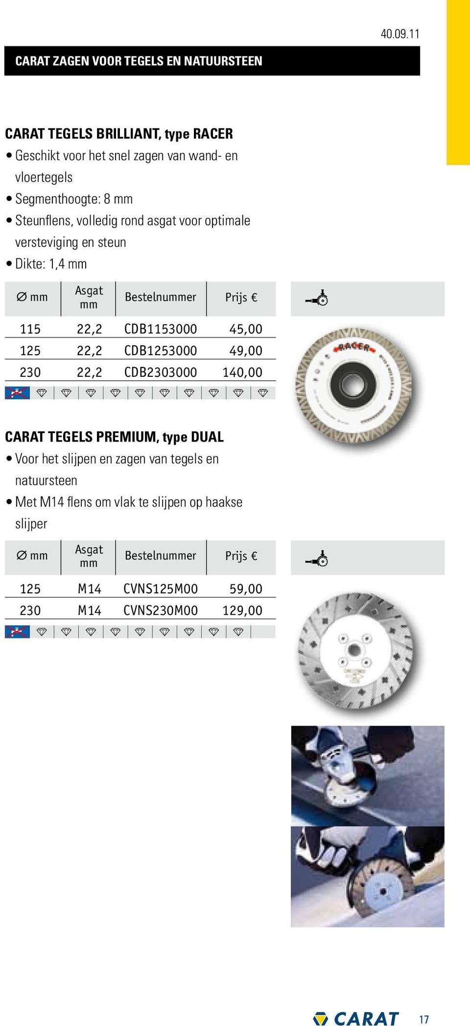 Segmenthoogte: 8 mm Steunflens, volledig rond asgat voor optimale versteviging en steun Dikte: 1,4 mm Ø mm Asgat mm Bestelnummer Prijs 115