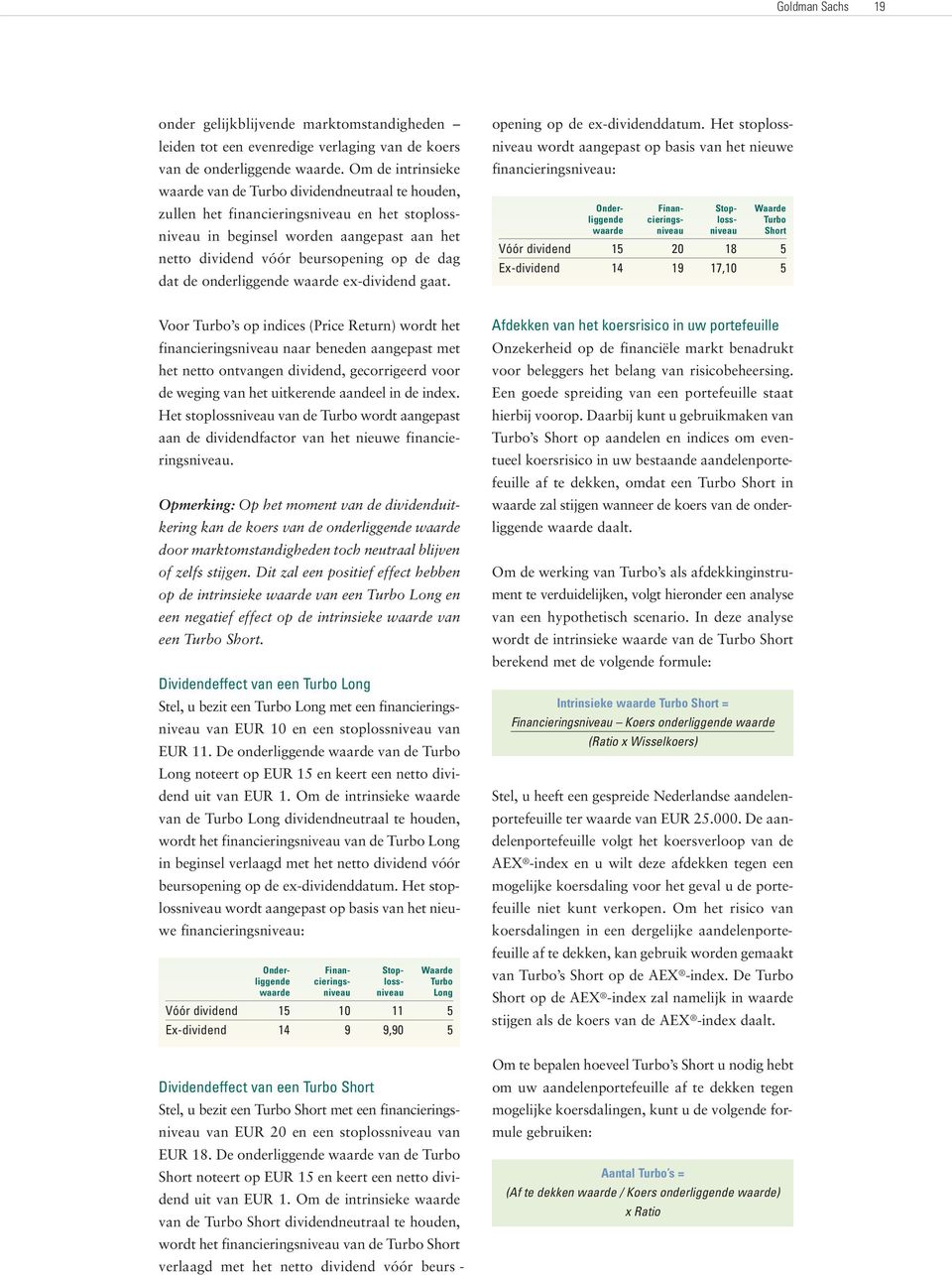 dat de onderliggende waarde ex-dividend gaat. opening op de ex-dividenddatum.