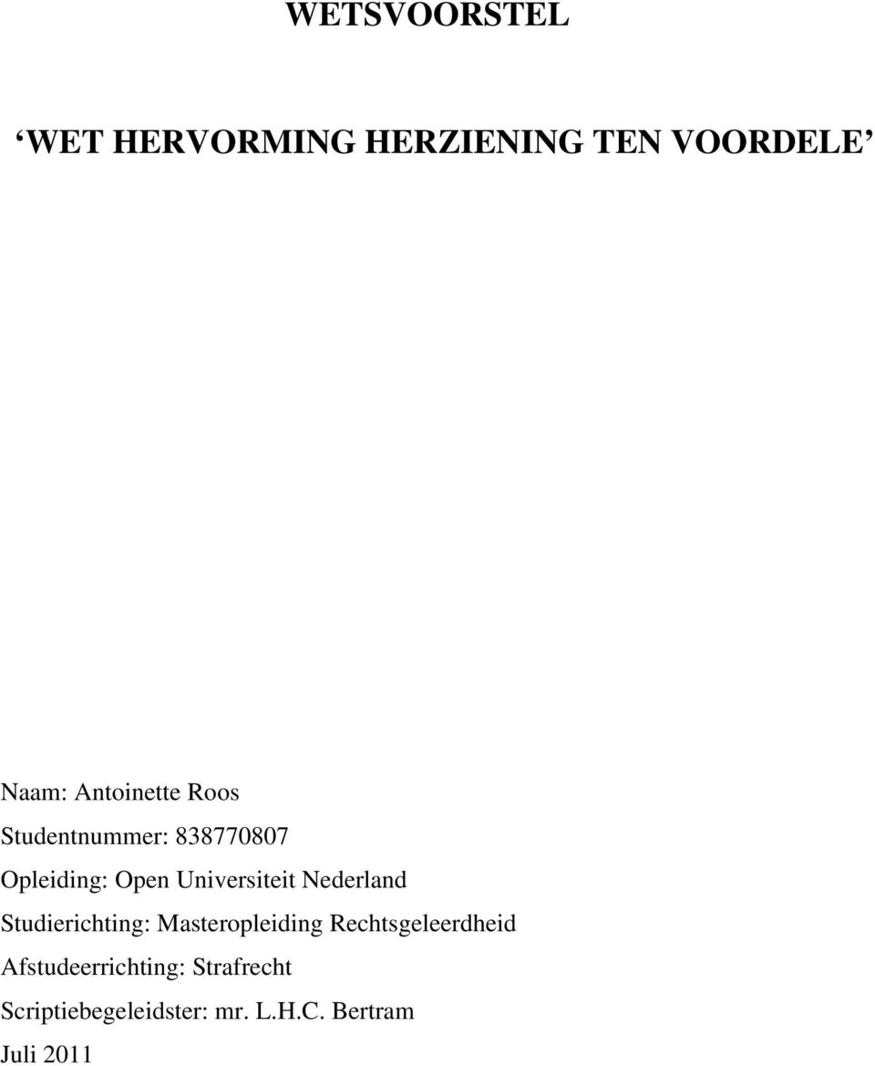 Universiteit Nederland Studierichting: Masteropleiding