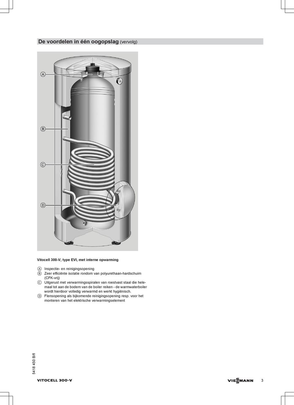 helemaal tot aan de bodem van de boiler reiken - de warmwaterboiler wordt hierdoor volledig verwarmd en werkt hygiënisch.