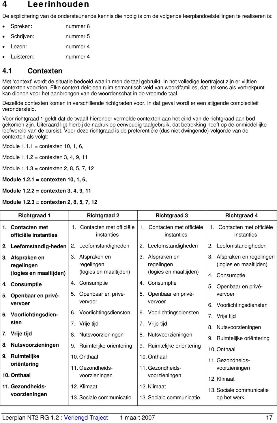 Elke context dekt een ruim semantisch veld van woordfamilies, dat telkens als vertrekpunt kan dienen voor het aanbrengen van de woordenschat in de vreemde taal.