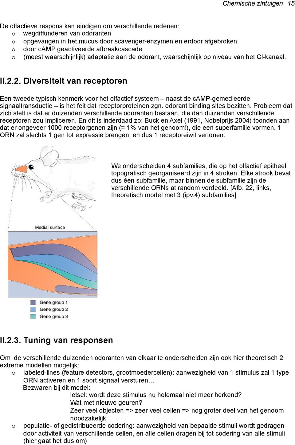 2. Diversiteit van receptoren Een tweede typisch kenmerk voor het olfactief systeem naast de camp-gemedieerde signaaltransductie is het feit dat receptorproteinen zgn. odorant binding sites bezitten.