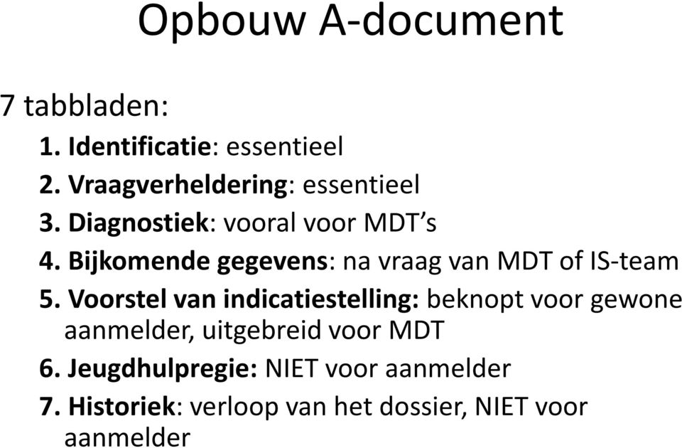 Bijkomende gegevens: na vraag van MDT of IS-team 5.