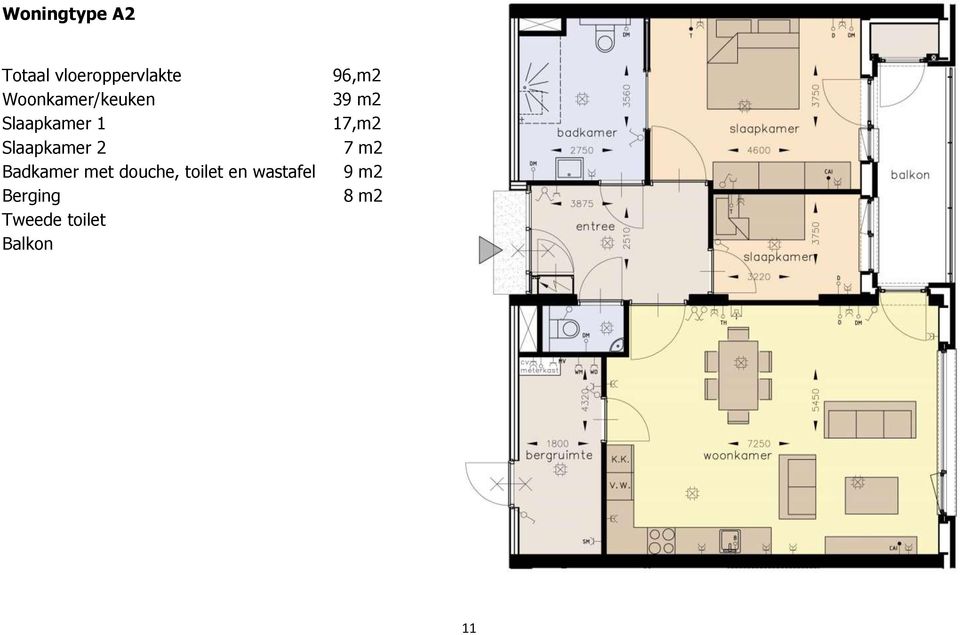 17,m2 Slaapkamer 2 Badkamer met douche,