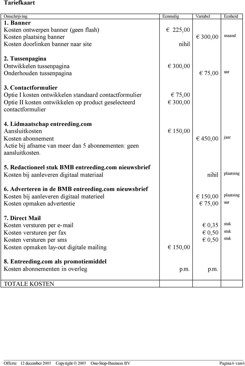 Contactformulier Optie I kosten ontwikkelen standaard contactformulier 75,00 Optie II kosten ontwikkelen op product geselecteerd 300,00 contactformulier 4. Lidmaatschap entreeding.