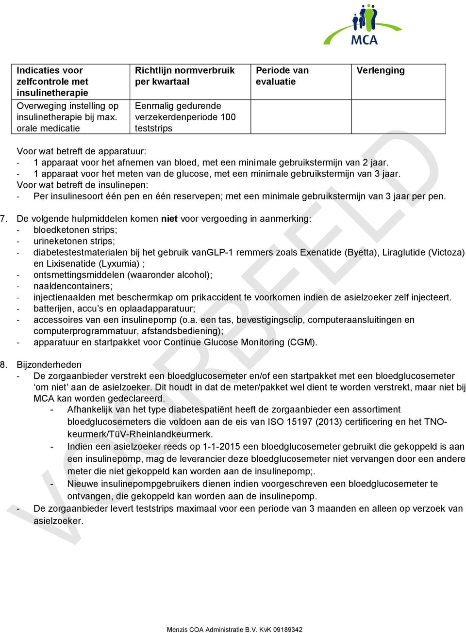 van bloed, met een minimale gebruikstermijn van 2 jaar. - 1 apparaat voor het meten van de glucose, met een minimale gebruikstermijn van 3 jaar.