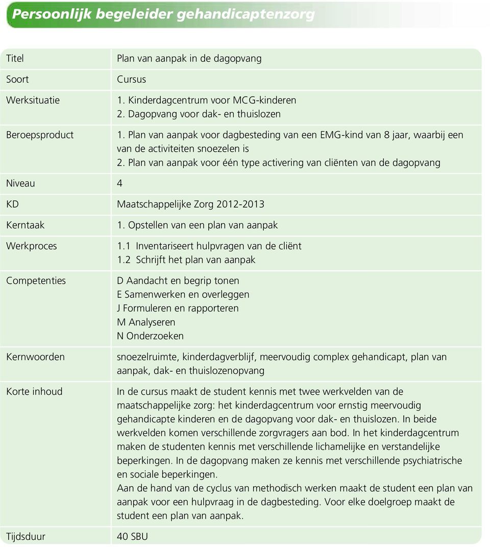 2 Schrijft het plan van aanpak D E Samenwerken en overleggen J