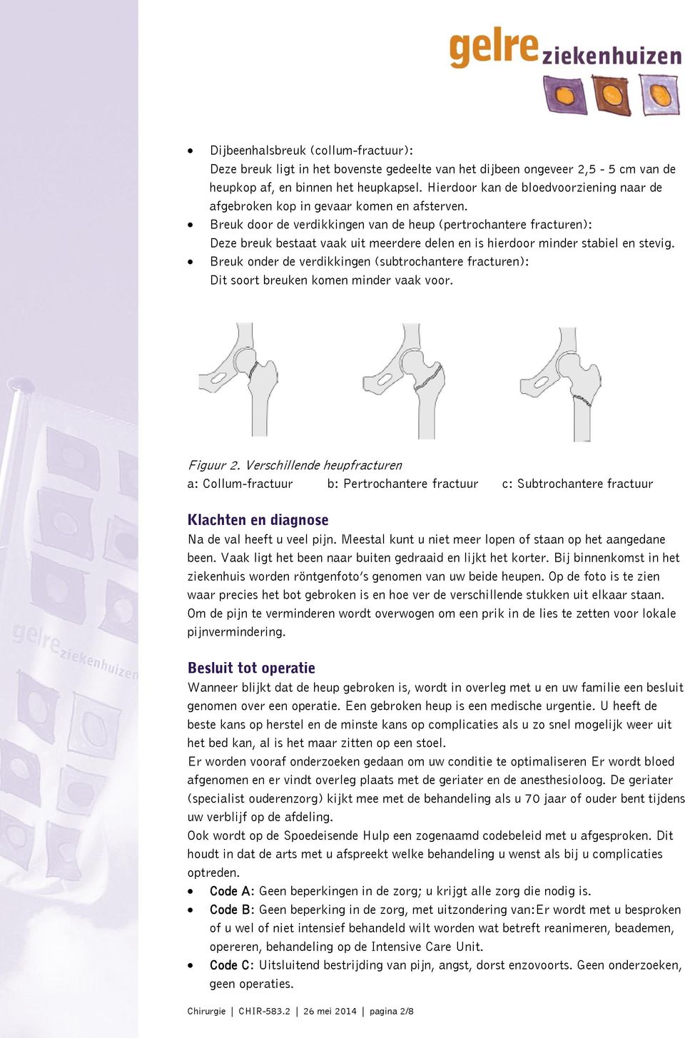 Breuk door de verdikkingen van de heup (pertrochantere fracturen): Deze breuk bestaat vaak uit meerdere delen en is hierdoor minder stabiel en stevig.