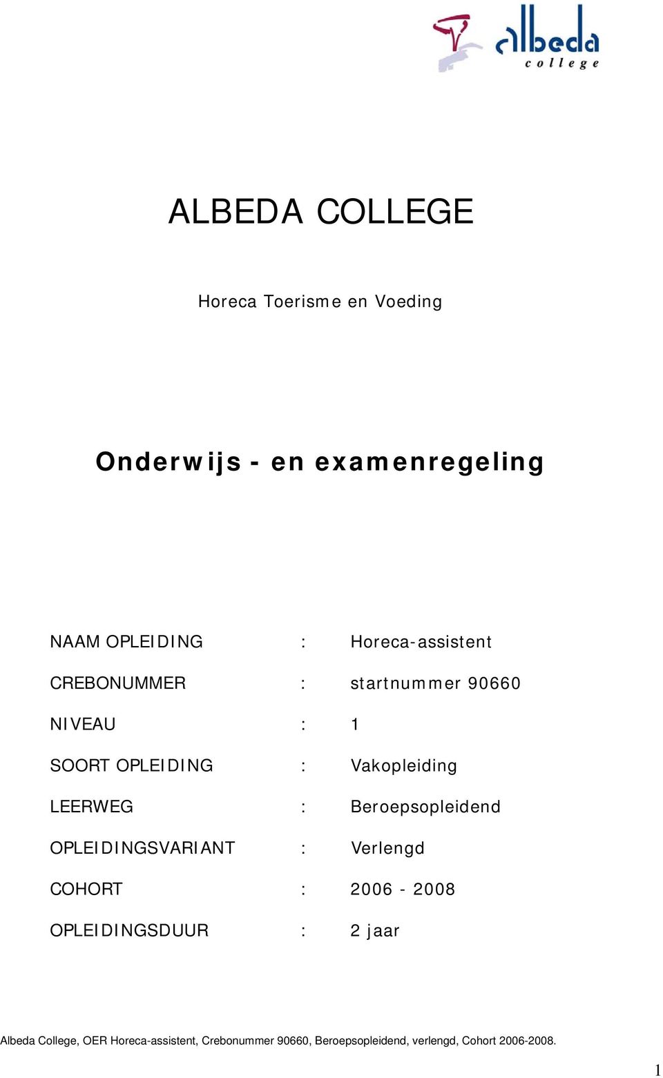 startnummer 90660 NIVEAU : 1 SOORT OPLEIDING : Vakopleiding LEERWEG :