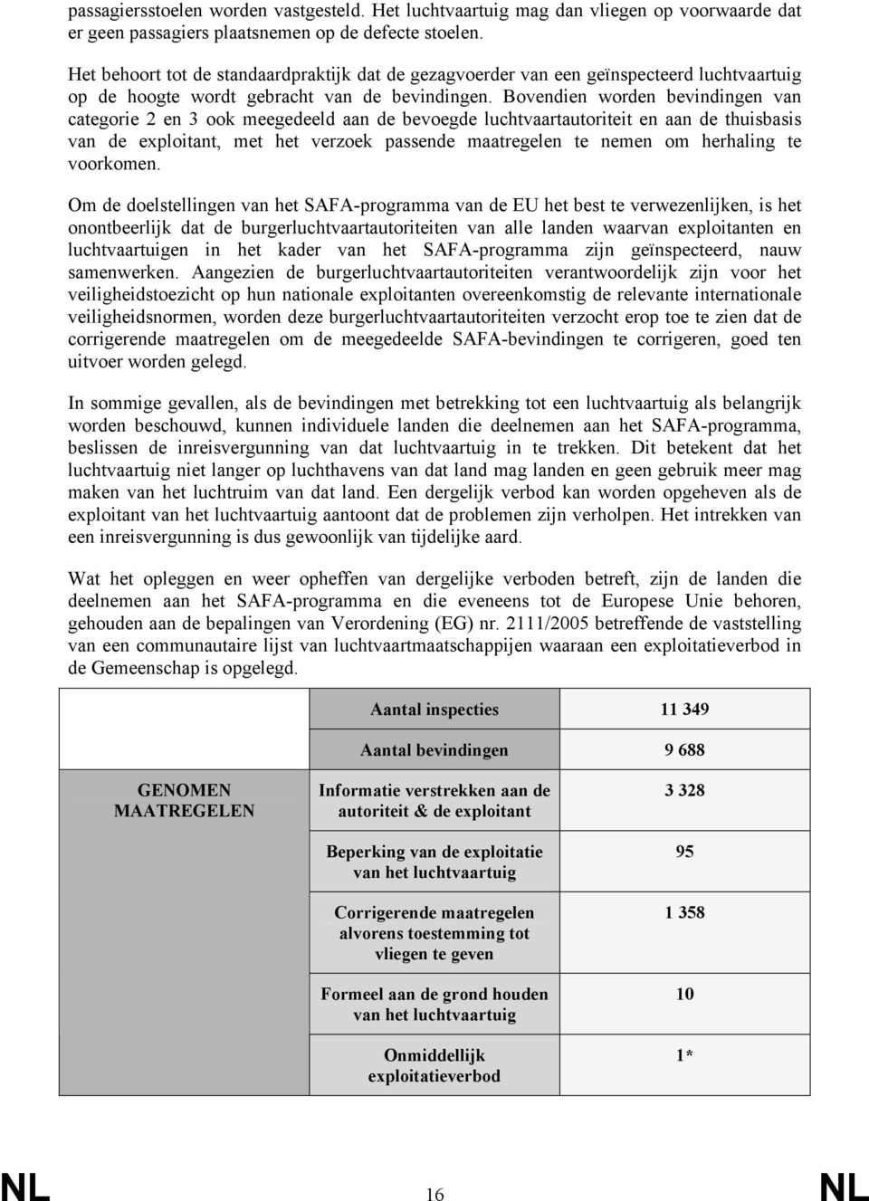 Bovendien worden bevindingen van categorie 2 en 3 ook meegedeeld aan de bevoegde luchtvaartautoriteit en aan de thuisbasis van de exploitant, met het verzoek passende maatregelen te nemen om