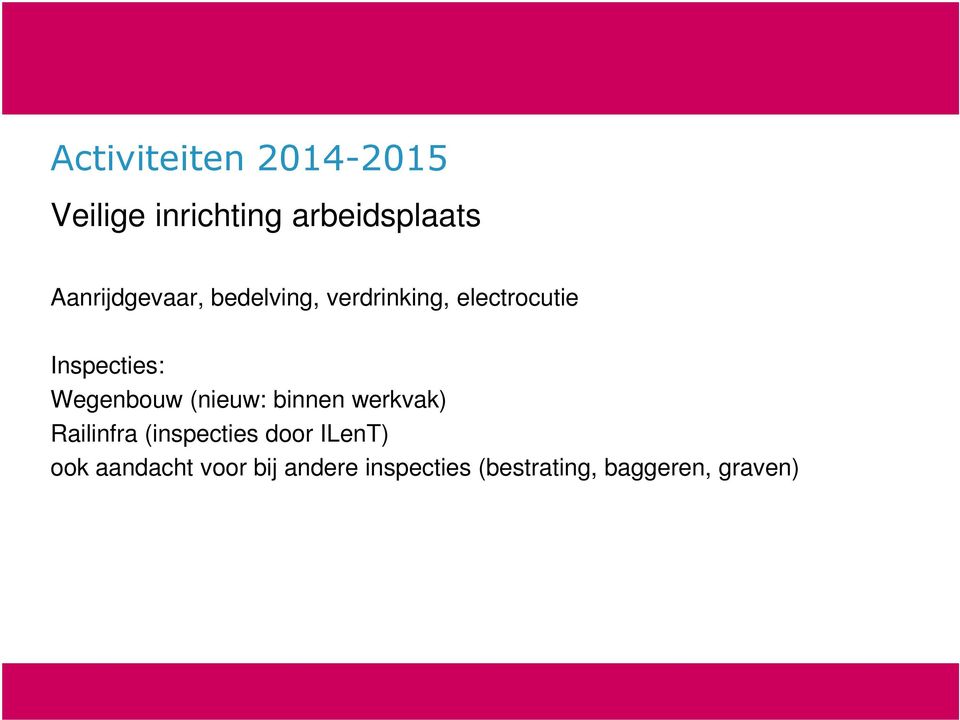 Wegenbouw (nieuw: binnen werkvak) Railinfra (inspecties door