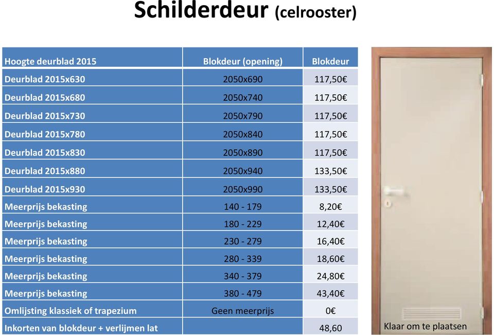 133,50 Meerprijs bekasting 140-179 8,20 Meerprijs bekasting 180-229 12,40 Meerprijs bekasting 230-279 16,40 Meerprijs bekasting 280-339 18,60 Meerprijs