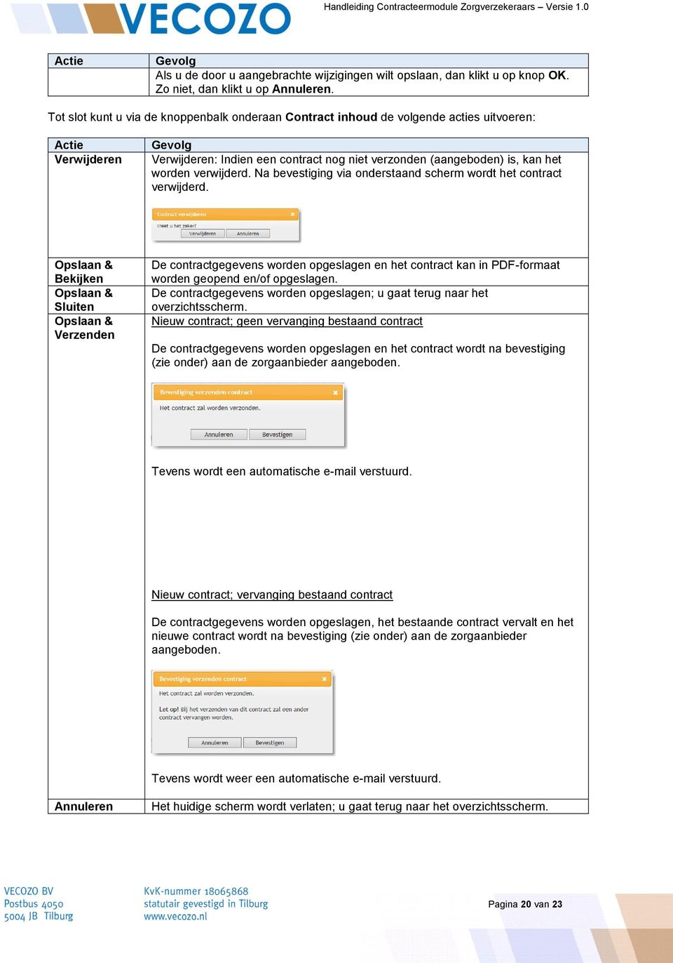 Na bevestiging via onderstaand scherm wordt het contract verwijderd.