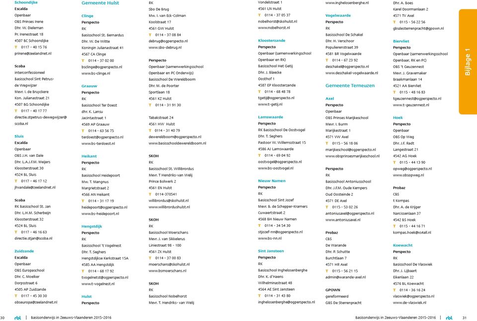 Meijers Kloosterstraat 30 4524 BL Sluis T 0117-46 17 12 jhvandale@zeelandnet.nl Basisschool St. Jan Dhr. L.H.M. Scherbeijn Kloosterstraat 32 4524 BL Sluis T 0117-46 16 63 directie.stjan@scoba.