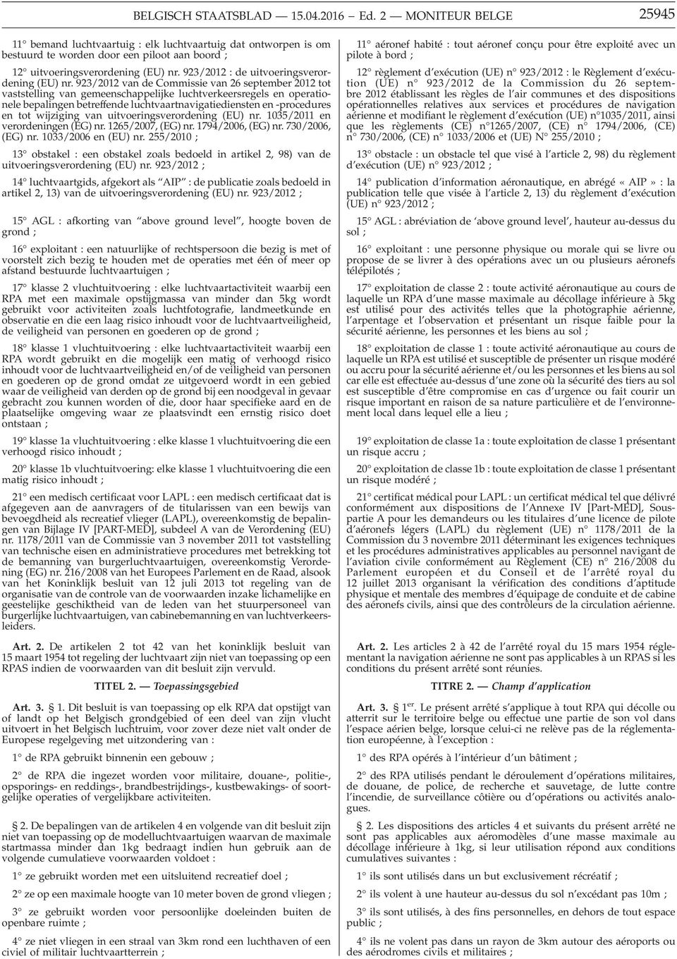 923/2012 : de uitvoeringsverordening (EU) nr.