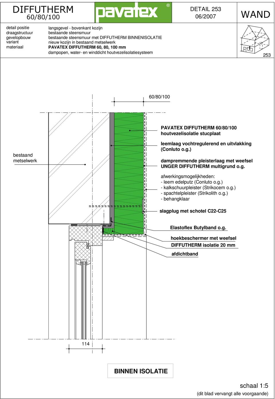 bestaand metselwerk PAVATEX DIFFUTHERM Elastoflex Butylband o.g.