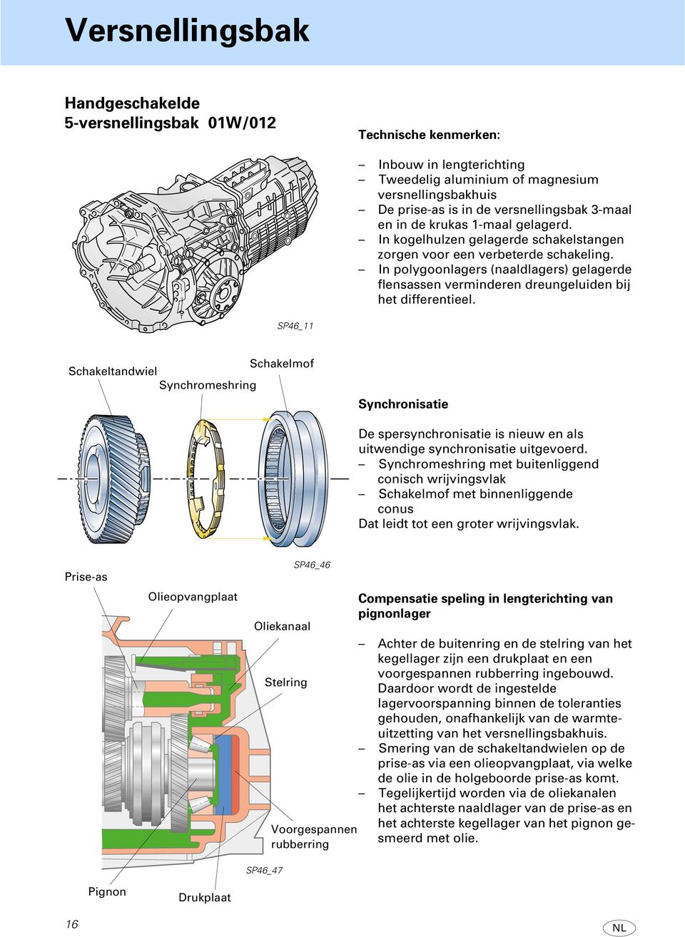 In polygoonlagers (naaldlagers) gelagerde flensassen verminderen dreungeluiden bij het differentieel.