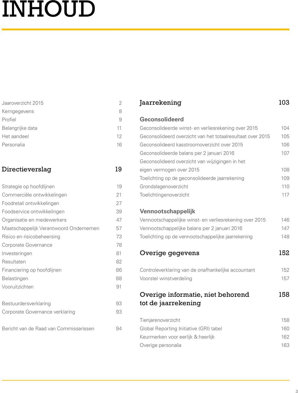 van wijzigingen in het eigen vermogen over 2015 Toelichting op de geconsolideerde jaarrekening 108 109 Strategie op hoofdlijnen 19 Grondslagenoverzicht 110 Commerciële ontwikkelingen 21