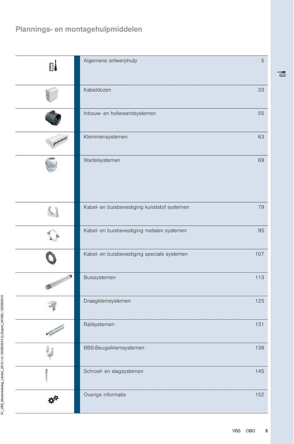 buisbevestiging metalen systemen 95 Kabel- en buisbevestiging speciale systemen 107 Buissystemen 113