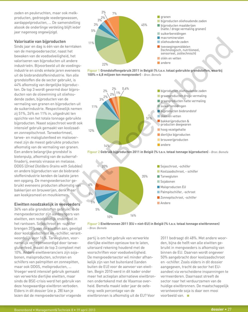 Bijvoorbeeld uit de voedingsindustrie en sinds enkele jaren eveneens uit de biobrandstoffenindustrie. Van alle grondstoffen die de sector gebruikt, is 44% afkomstig van dergelijke bijproducten.