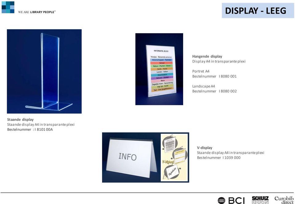 display Staande display A4 in transparante plexi Bestelnummer : I 8101