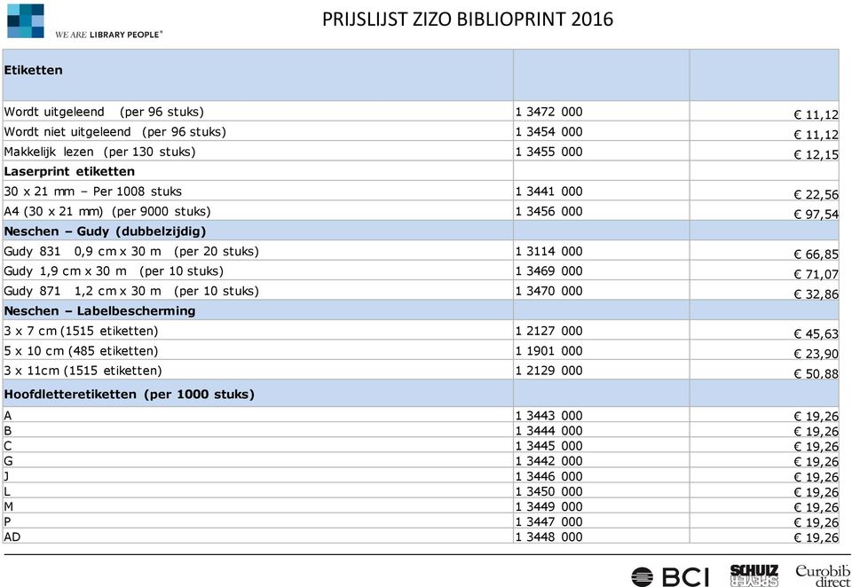 Gudy 1,9 cm x 30 m (per 10 stuks) 1 3469 000 71,07 Gudy 871 1,2 cm x 30 m (per 10 stuks) 1 3470 000 32,86 Neschen Labelbescherming 3 x 7 cm (1515 etiketten) 1 2127 000 45,63 5 x 10 cm (485 etiketten)