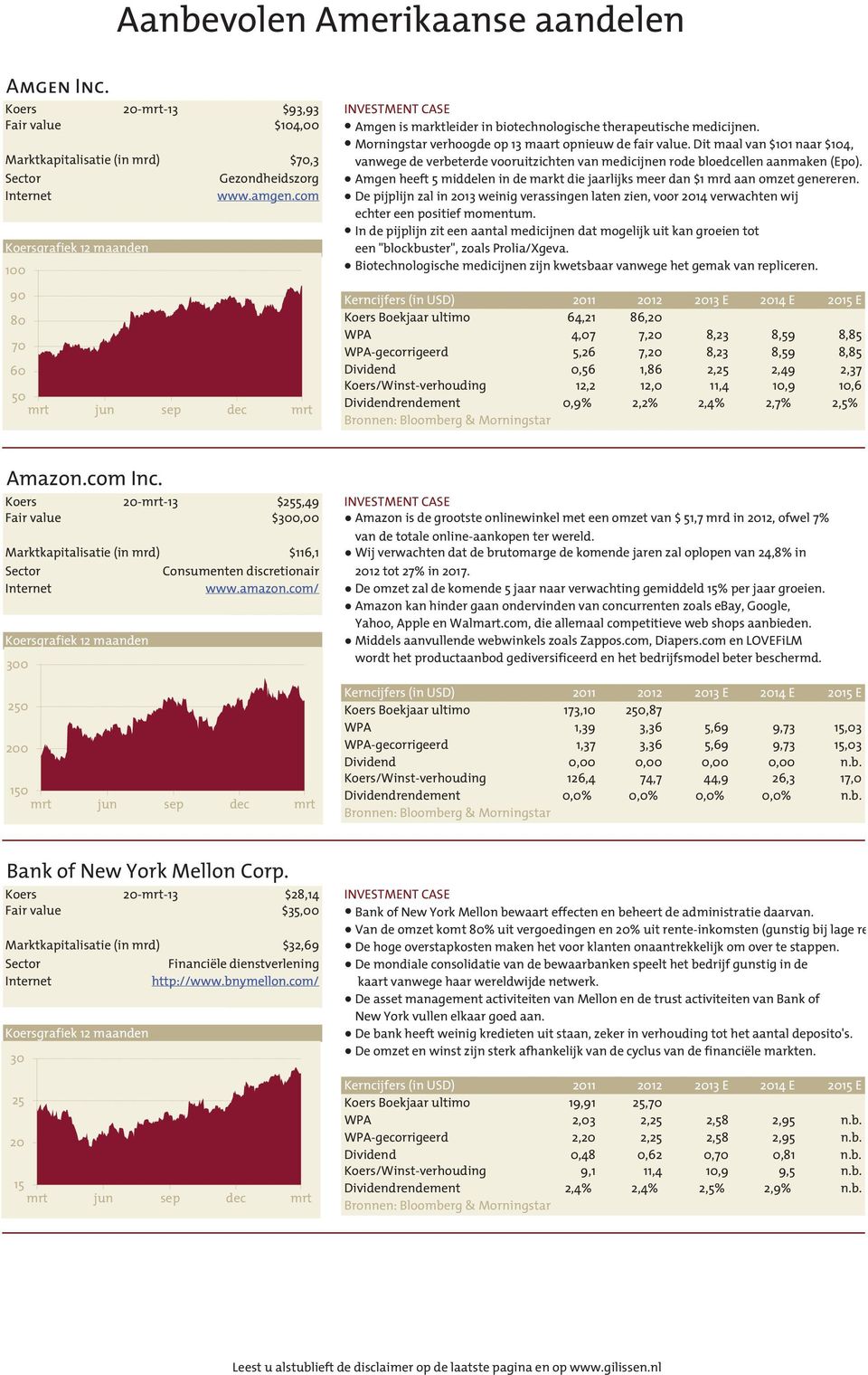 Sector Gezondheidszorg Amgen heeft 5 middelen in de markt die jaarlijks meer dan $1 mrd aan omzet genereren. Internet www.amgen.