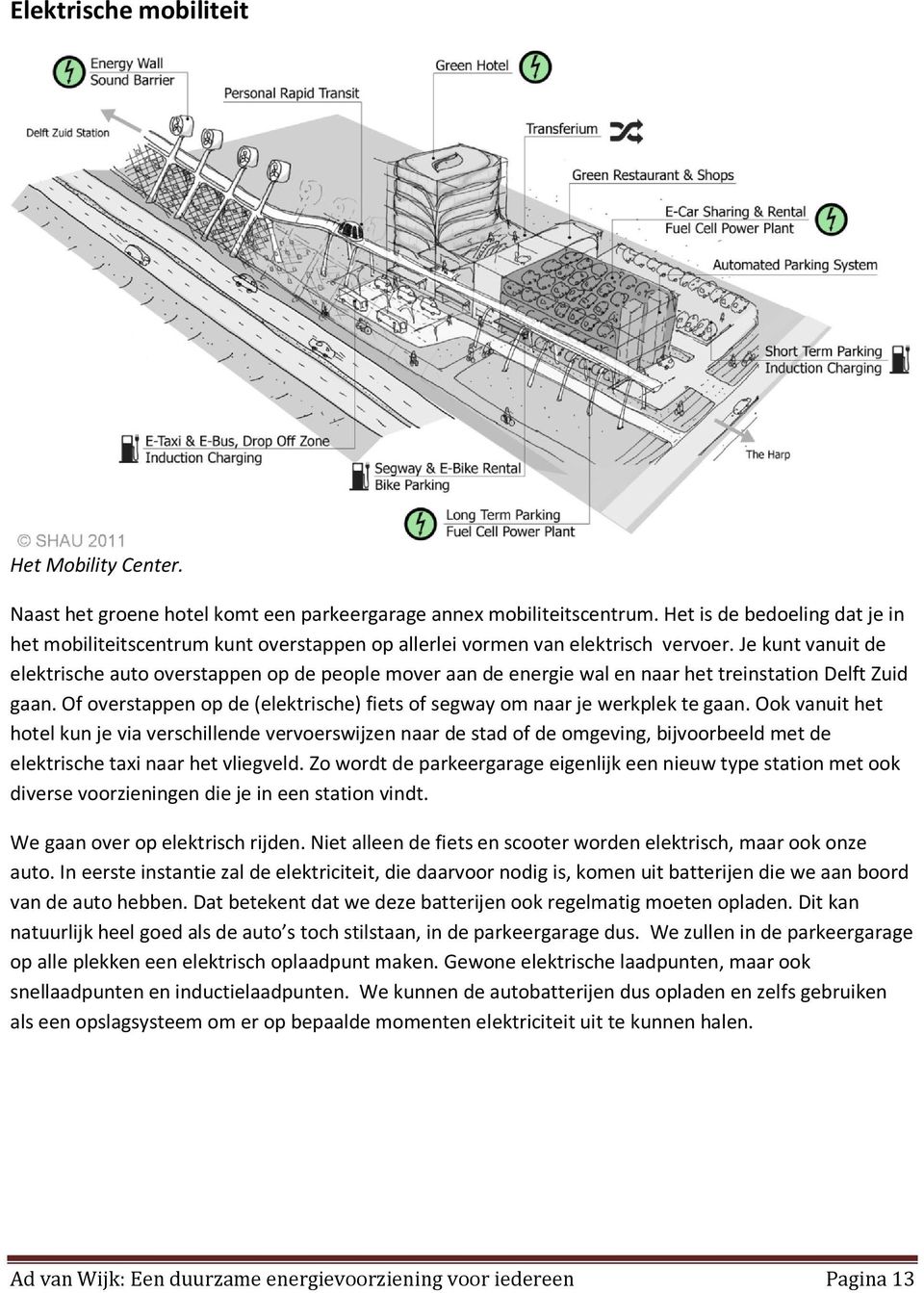 Je kunt vanuit de elektrische auto overstappen op de people mover aan de energie wal en naar het treinstation Delft Zuid gaan.