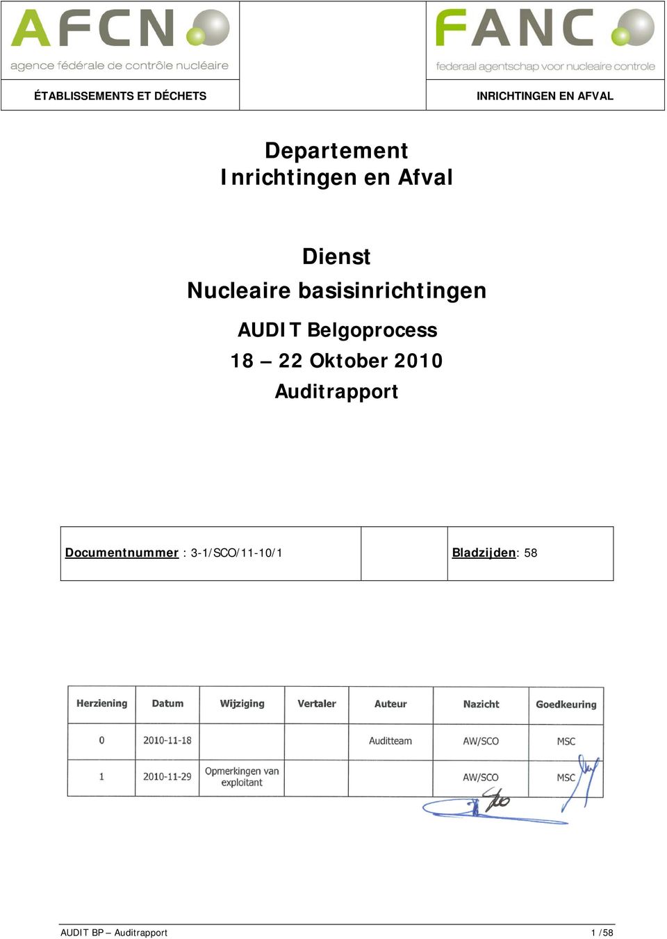 AUDIT Belgoprocess 18 22 Oktober 2010 Auditrapport