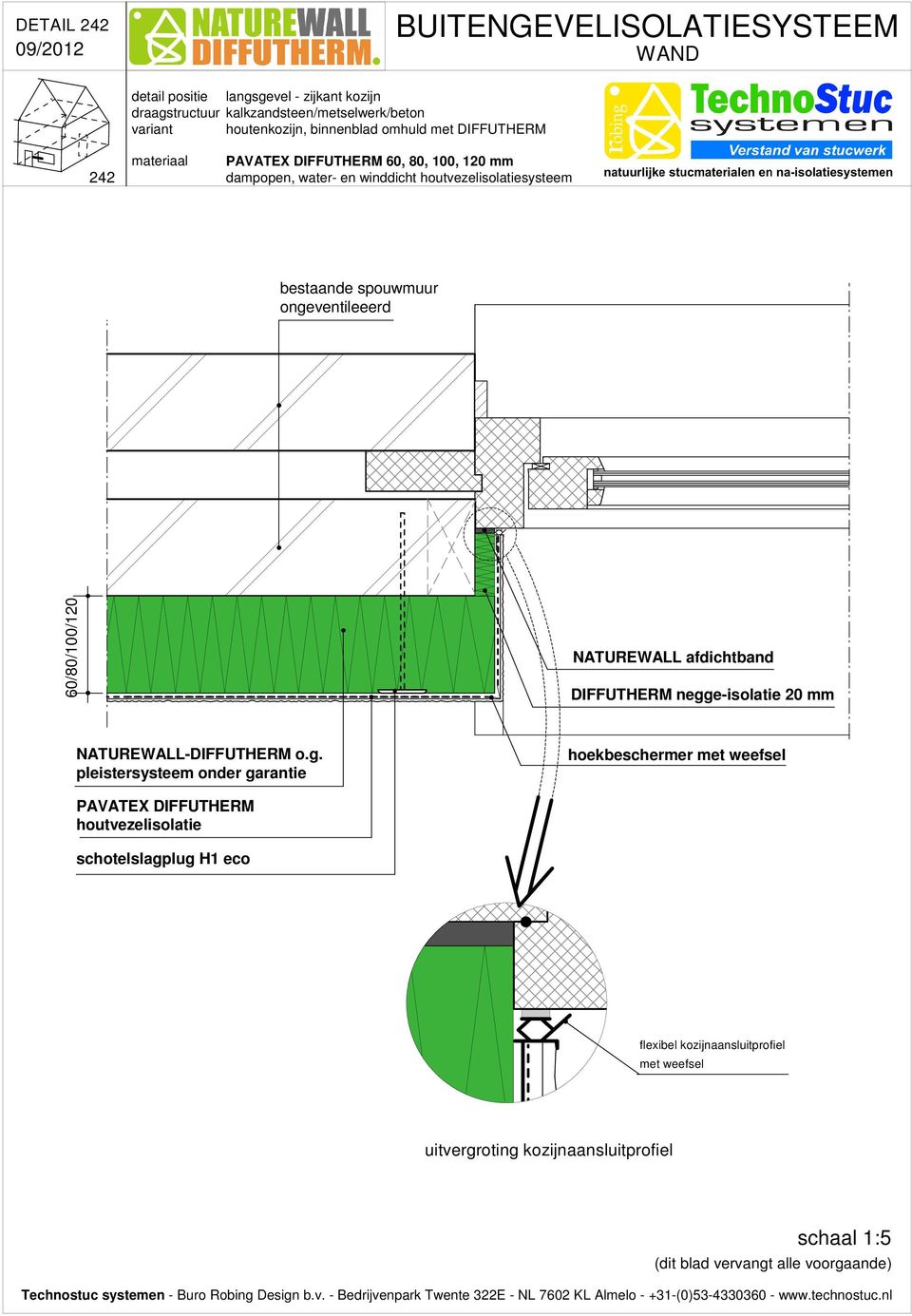 ongeventileeerd bestaand metselwerk NATUREWALL afdichtband DIFFUTHERM negge-isolatie 20 mm