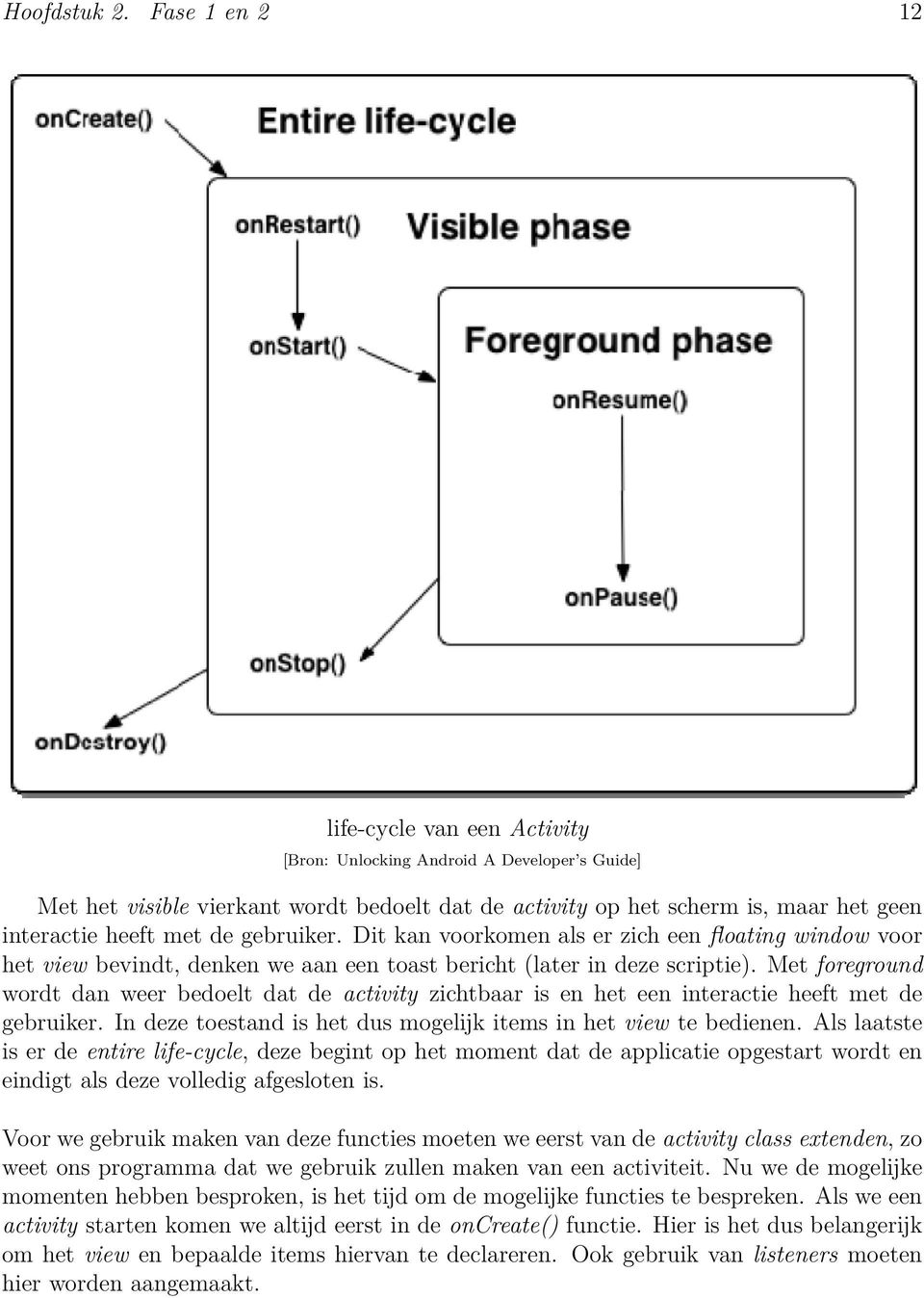 gebruiker. Dit kan voorkomen als er zich een floating window voor het view bevindt, denken we aan een toast bericht (later in deze scriptie).